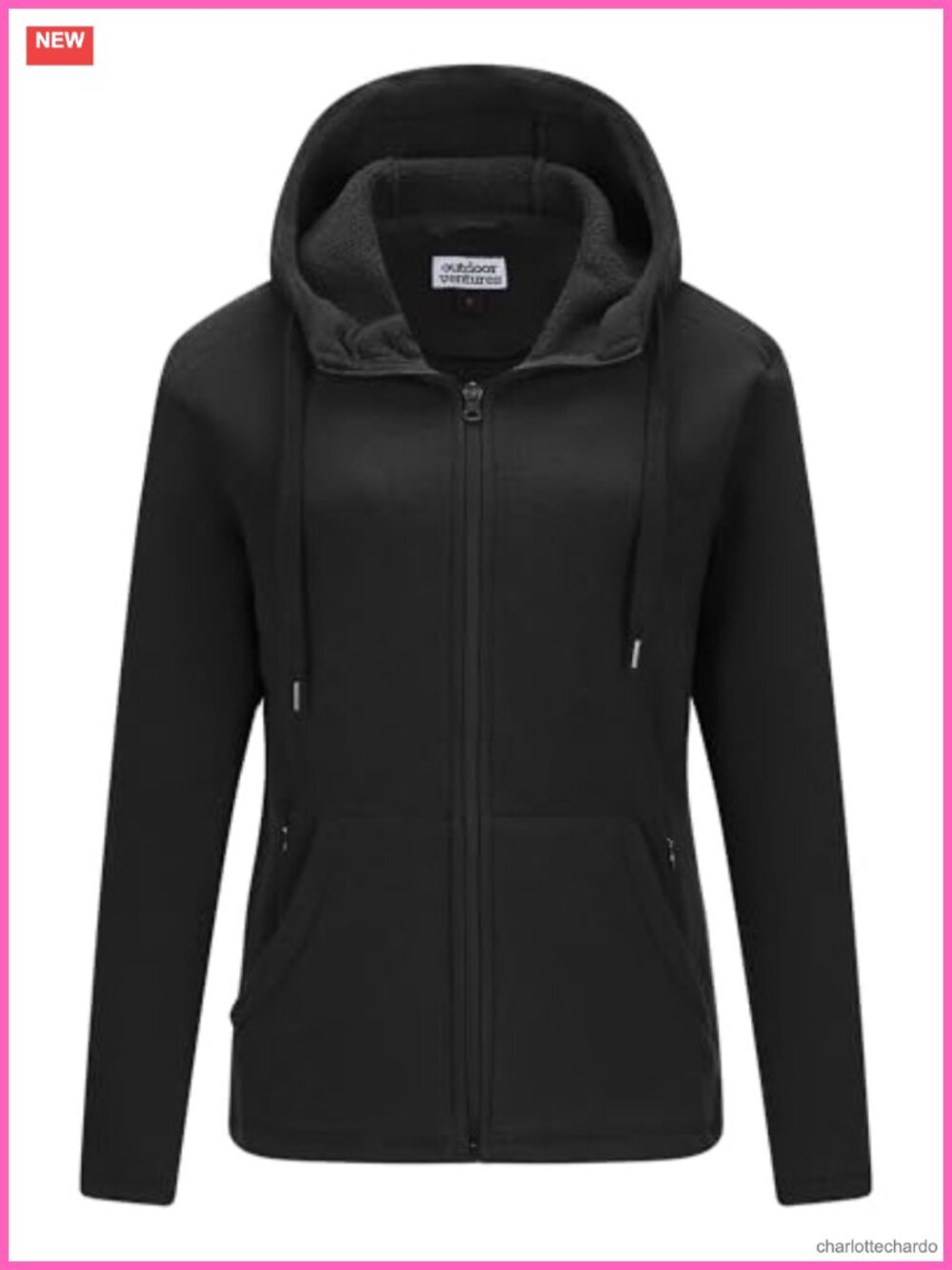 Women's Hooded Polar Fleece Jacket Zip Up with 6 Pockets